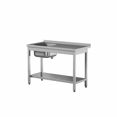 Przyścienny stół ze zlewem i półką 1400x600x850 mm | STW-146/1 PL L S