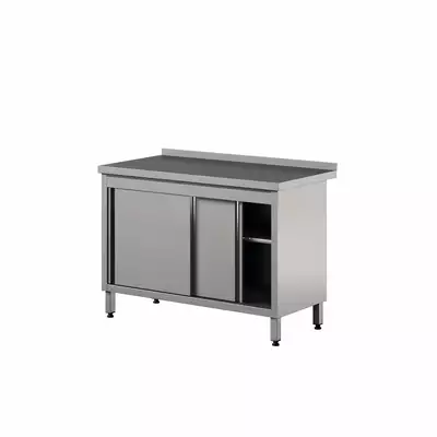 Stół przyścienny do pracy szafką i drzwiami suwanymi 1500x600x850 mm | WM-156 PL 2SD